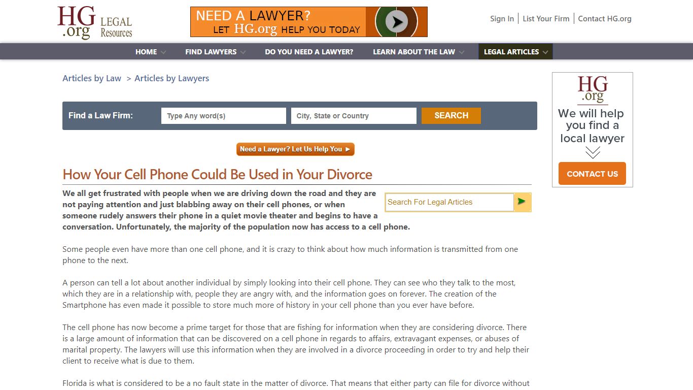 How Your Cell Phone Could Be Used in Your Divorce - HG.org